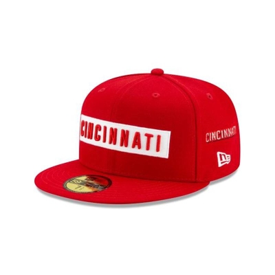 Red Cincinnati Reds Hat - New Era MLB Boxed Wordmark 59FIFTY Fitted Caps USA0538924